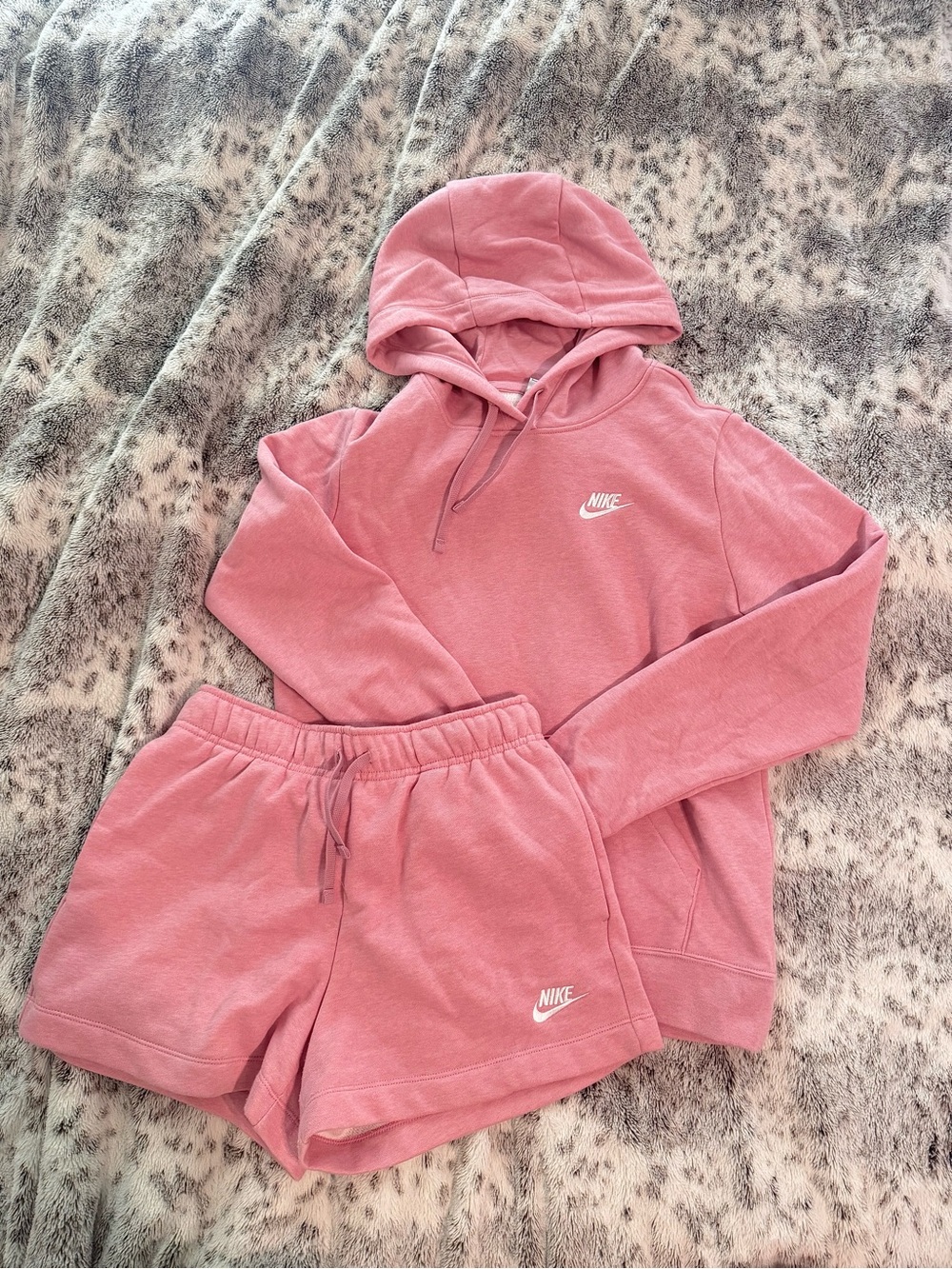 Nike Women’s Sportswear Fleece Hoodie and Shorts Set S